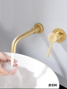 仿古全銅暗裝嵌入墻式暗藏入墻式啞光金色拉絲冷熱復(fù)古面盆水龍頭